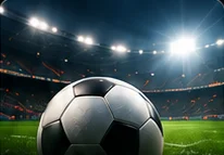 Bola de futebol em um estádio